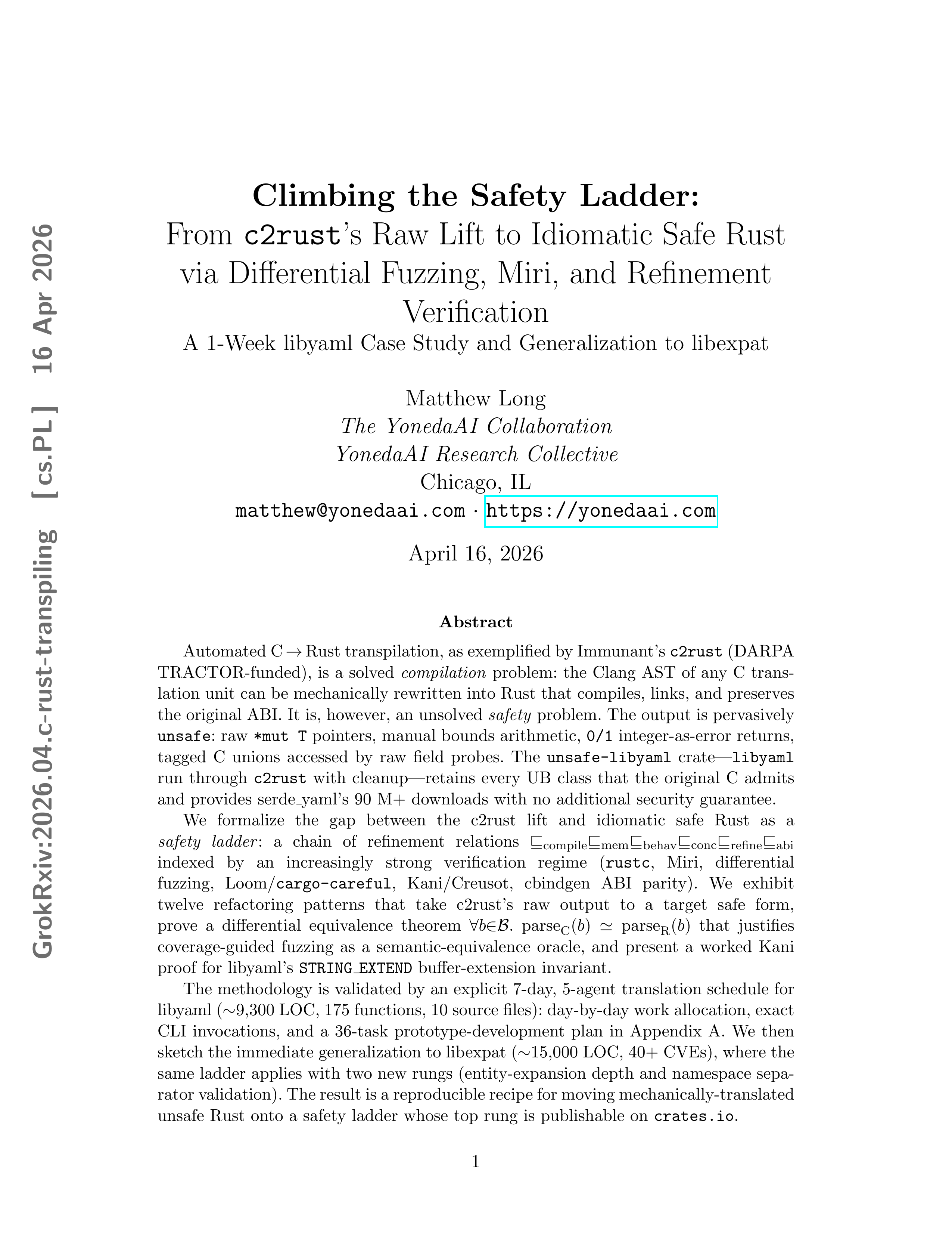 Cover image for Automated C → Rust Transpiling: From c2rust's Raw Lift to Safe, Idiomatic Rust via the Safety Ladder
