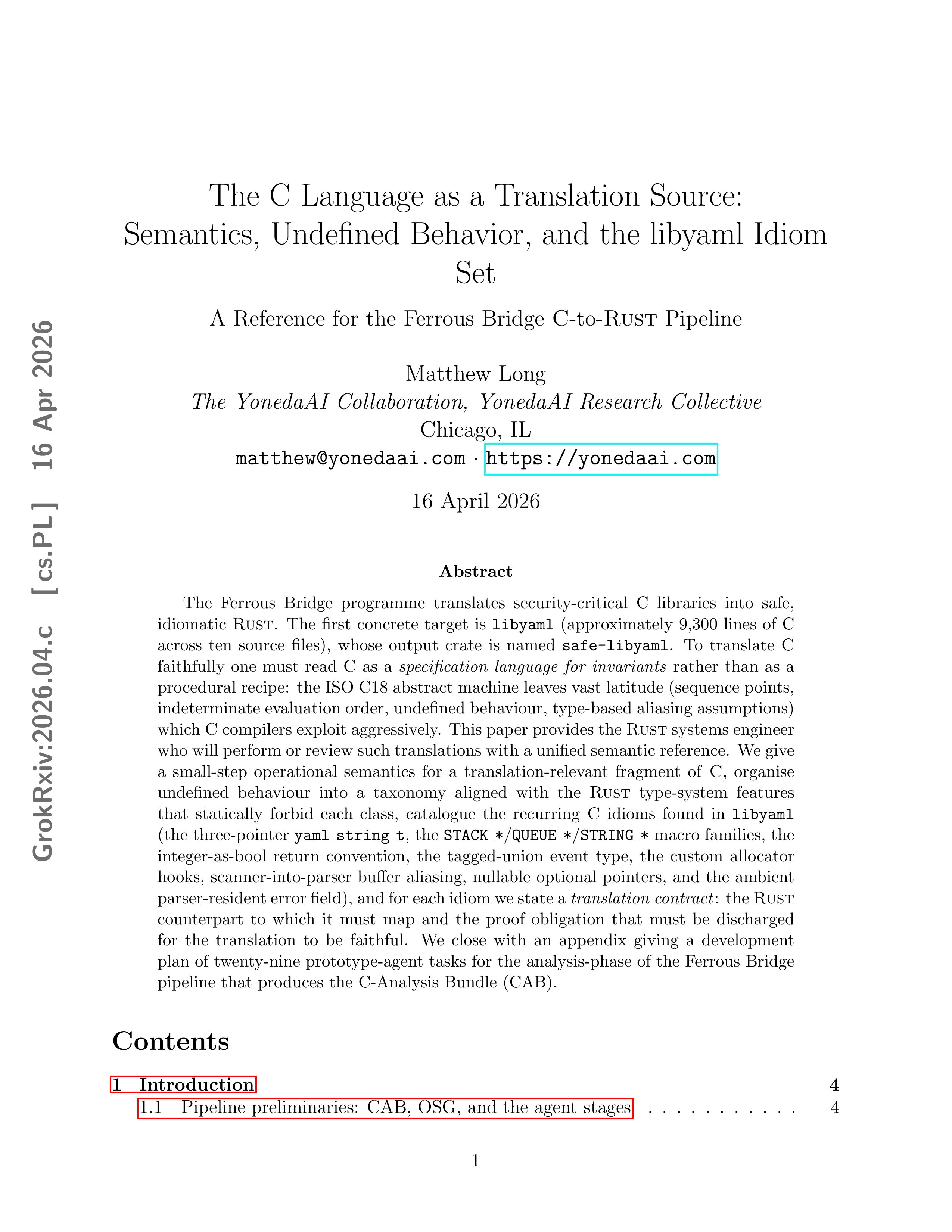 Cover image for The C Language as a Translation Source: Semantics, Undefined Behavior, and the libyaml Idiom Set